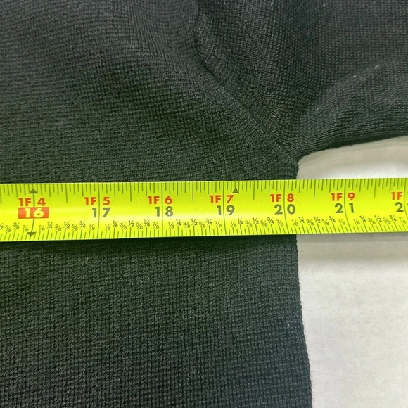 J Crew Merino Wool Black Long Sleeve Top Front Leather Pockets Size Small - Picture 8 of 11